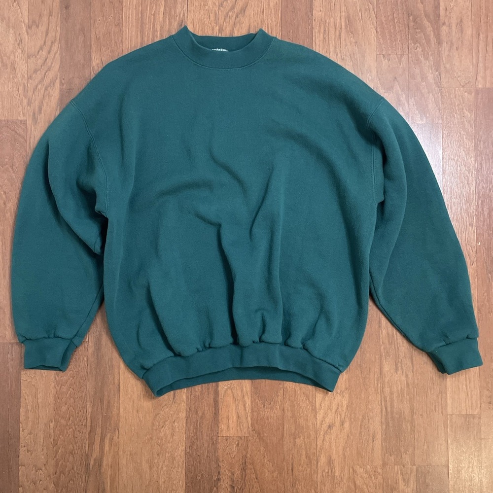 VINTAGE Franklin Sweatshirt Men Extra Large Green Crew Neck Pullover Blank 90s